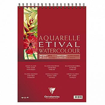 Склейка для акварели А3 Etival WaterColor 10 л. (200 г/м2), на спирали, классическое зерно, 96385C Склейка для акварели А3 Etival WaterColor 10 л. (200 г/м2), на спирали, классическое зерно, 96385C