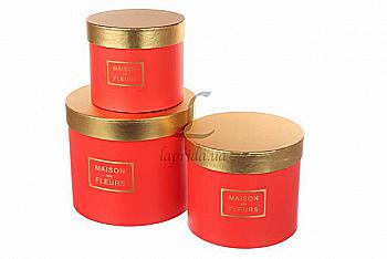 Подарочная коробка круглая большая, W6853 красно-золотая