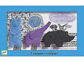 Набор фигурной пастели: медведь, слон, носорог, DJ08869