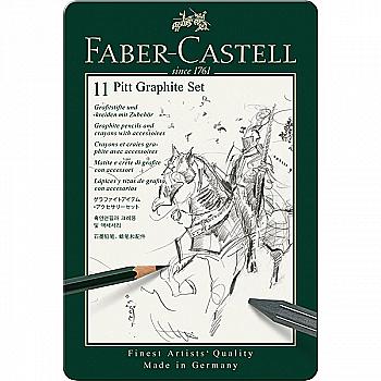 Набір графітний PITT Monochrome 11 предм. в метал. коробці, 112972 Faber-Castell Набір графітний PITT Monochrome 11 предм. в метал. коробці, 112972 Faber-Castell