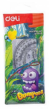 Набiр Deli EG00803 мiкс 4пр Bumpees, лінійка 15 см, 2 кутника, транспортир (70646) Набiр Deli EG00803 мiкс 4пр Bumpees, лінійка 15 см, 2 кутника, транспортир (70646)