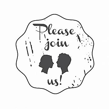 Штамп дерев`яний d=3,5 см "Please join us!", WE3004 ТМ "Woodies"