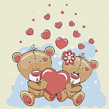 Набір для розпису по номерах 30*30 см "Пара ведмедиків", 15537-AC