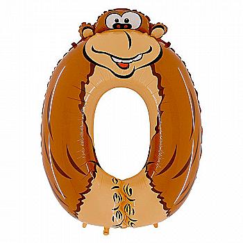 Куля повітряна 40" Цифра 0 Мавпочка Ф, 1207-3134