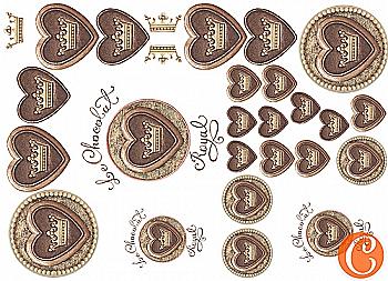 Карта декупажна А4 Шоколадні медальйони 3D, 45 г/м², 007295