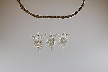 Набір підвісок новорічних Серце-янгол срібне скляне 20*9 см в асортим. (3 шт.), 41941 ТМ "Floristik"