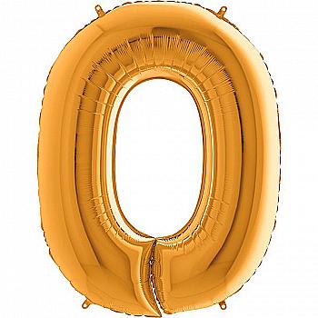Куля повітряна 40" Цифра 0 золото Ф, 3207-1188
