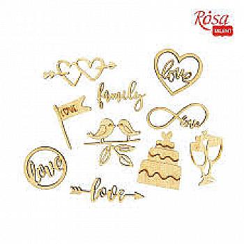 Набор мини-заготовок "Wedding", фанера, 10 шт, Rosa Talent