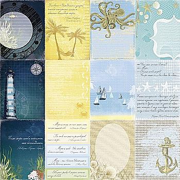 Бумага для скрапбукинга 30,5*30,5 см 180 гр/м двухсторон. Легенды о Море (10)