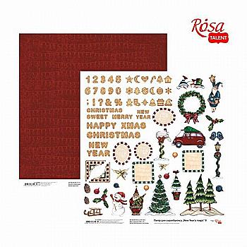 Папір для скрапбукінгу "New Year`s magic" 9, двосторонній 30,48*30,48 см, 200 г/м2, Rosa Talent Папір для скрапбукінгу "New Year`s magic" 9, двосторонній 30,48*30,48 см, 200 г/м2, Rosa Talent