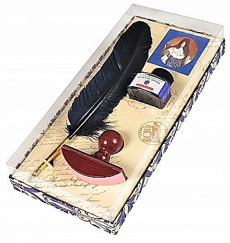 Письменный набор начинающего д/калиграфии с гусиным пером и темно-синими чернилами 30 мл, 27315T