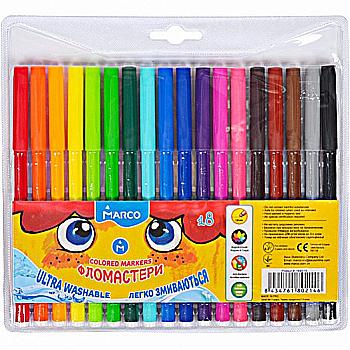 Фломастери 18 кол. Super Washable, ТМ Marco 1690-18FM Фломастери 18 кол. Super Washable, ТМ Marco 1690-18FM