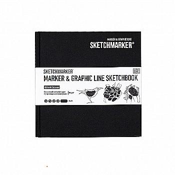 Скетчбук SKETCHMARKER Marker&Graphic 163*163 мм 48 арк., 180 г/м², тв.обкл., чорний, MGLHSQ/BLACK Скетчбук SKETCHMARKER Marker&Graphic 163*163 мм 48 арк., 180 г/м², тв.обкл., чорний, MGLHSQ/BLACK