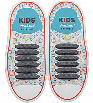 Силіконові антишнурки AntiLaces Kids, 38 мм, 12 шт, сірі Силіконові антишнурки AntiLaces Kids, 38 мм, 12 шт, сірі