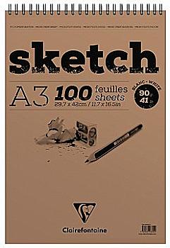 Скетчбук д/ескізів А3 Sketch на спіралі, 100 арк. (90 г/м2), білий папір, 96602C Clairefontaine Скетчбук д/ескізів А3 Sketch на спіралі, 100 арк. (90 г/м2), білий папір, 96602C Clairefontaine