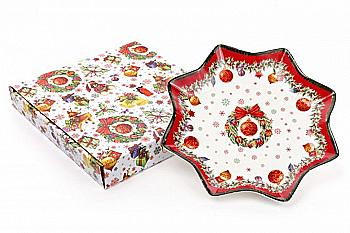 Блюдо порцелянове "Різдвяний орнамент" 25 см, 498-222 Блюдо порцелянове "Різдвяний орнамент" 25 см, 498-222