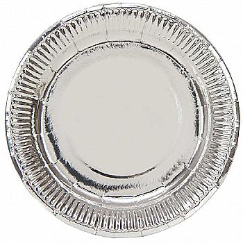 Тарелка фольгированная серебряная, 17 см 6 ед., 1502-3778