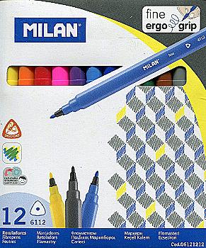 Фломастери 12 кол. тонкі трикутні Milan. 06121212 Фломастери 12 кол. тонкі трикутні Milan. 06121212