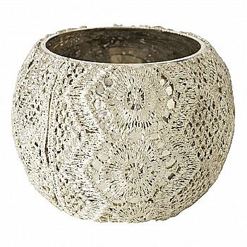 Свічник декоративний скляний "Lecio" h=11 см/d=13 см, античне срібло, 2010561 Свічник декоративний скляний "Lecio" h=11 см/d=13 см, античне срібло, 2010561