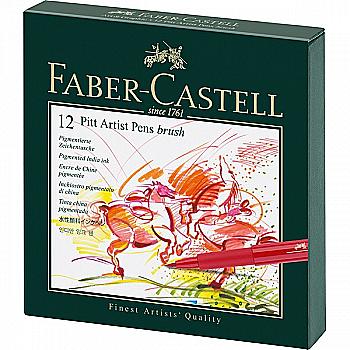 Набір ручок капілярних PITT Brush, 12 шт. в подар. кор., 167146 Faber-Castell Набір ручок капілярних PITT Brush, 12 шт. в подар. кор., 167146 Faber-Castell