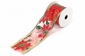 Лента декоративная Рождественник, красная, 153-370