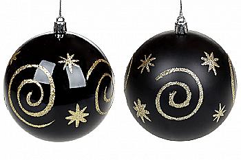 Куля ялинкова 10 см, чорний з золотим, 898-158 Куля ялинкова 10 см, чорний з золотим, 898-158