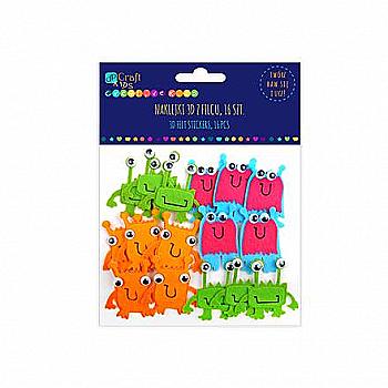 Наліпки 3D з фетру - Монстри (16 шт.), KSFI-026 DpCraft Наліпки 3D з фетру - Монстри (16 шт.), KSFI-026 DpCraft