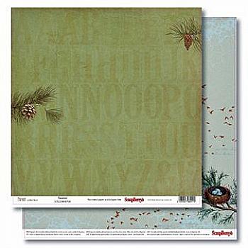 Бумага для скрапбукинга 30,5х30,5 см 190 гр/м двухсторон. В лесу. Сосновий бор (10)