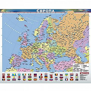 Карта Европы политическая, 1:12 000 000, ламинированная, размер: 44х53см, (в) 1584 Карта Европы политическая, 1:12 000 000, ламинированная, размер: 44х53см, (в) 1584