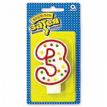 Свічка-цифра 7,6 см "3", 1502-0141