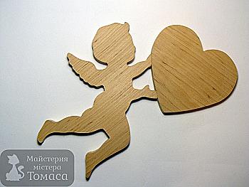 Заготівка дерев`яна "Амур з серцем", 0061 Заготівка дерев`яна "Амур з серцем", 0061