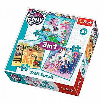 Пазл "3 в 1" - Счастливые дни пони/Hasbro, My Little Pony, Trefl, 34843 Пазл "3 в 1" - Счастливые дни пони/Hasbro, My Little Pony, Trefl, 34843