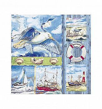 Декупажні серветки "Морський колаж", 33*33 см, ti-flair Декупажні серветки "Морський колаж", 33*33 см, ti-flair