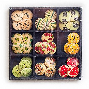 Набір гудзиків для творчості, дерево, 36шт, 740872