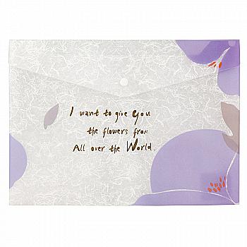 Папка на кнопці А4+, Fleur, лавандова, 1495-11