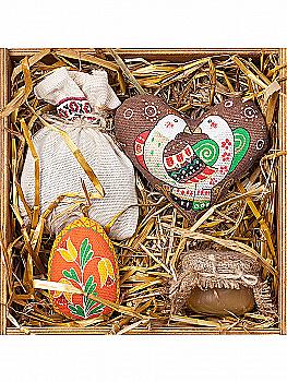 Деревянная коробка №54, Пасхальное яйцо, сердце, чай, мед, сено, 2023010133