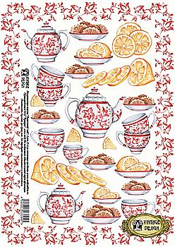 Карта декупажна "Чай з лимоном", Vintage Design