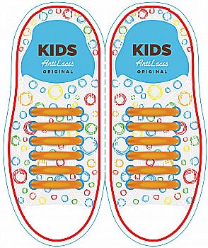 Силіконові антишнурки AntiLaces Kids, 38 мм, 12 шт, помаранчеві Силіконові антишнурки AntiLaces Kids, 38 мм, 12 шт, помаранчеві