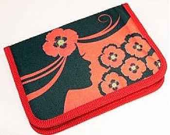 Пенал 1 отделение и 2 отворота "Девушка с маками"+ расписание, JO-16043 Пенал 1 отделение и 2 отворота "Девушка с маками"+ расписание, JO-16043