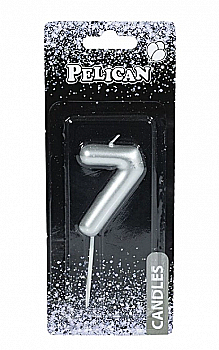 Свічка-цифра для торта Pelican "7", срібло, 6 см, 866027 Свічка-цифра для торта Pelican "7", срібло, 6 см, 866027