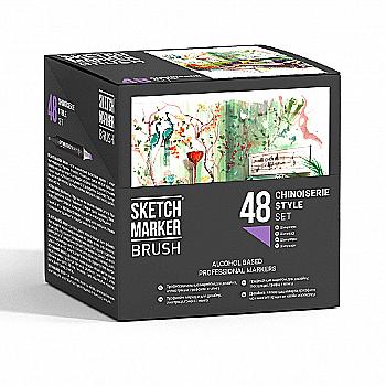 Набір маркерів SketchMarker Brush Hinoiserie Style - Шинуазрі 48 шт. (у пластик. кейсі), SMB-48CHINS