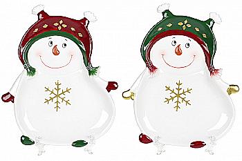 Блюдо керамічне "Пустотливий сніговик" 22 см, 834-273 Блюдо керамічне "Пустотливий сніговик" 22 см, 834-273