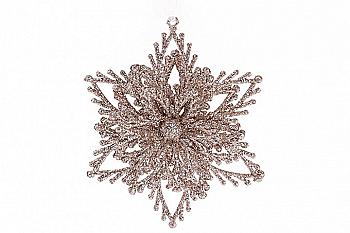 Ялинкова прикраса Сніжинка 12 см, шампань, 788-524