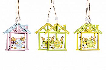 Набор пасхальных украшений "Домик" 9 см, 2 шт, 3 вида на подвесе, 781-915