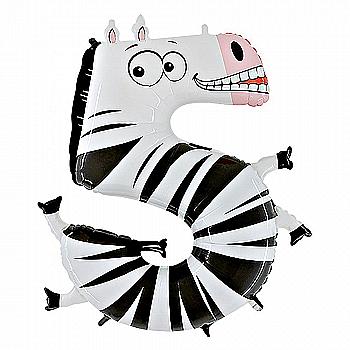 Куля повітряна 40" Цифра 5 Зебра Ф, 1207-1687 Куля повітряна 40" Цифра 5 Зебра Ф, 1207-1687