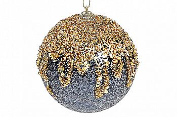 Куля ялинкова 8 см, синій з золотом, 182-229 Куля ялинкова 8 см, синій з золотом, 182-229