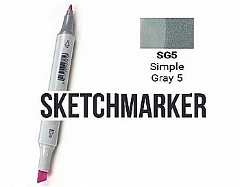 Маркер SKETCHMARKER, 2 пера: долото и тонкое, Simple Gray 5 - Простой серый 5, SM-SG5 Маркер SKETCHMARKER, 2 пера: долото и тонкое, Simple Gray 5 - Простой серый 5, SM-SG5