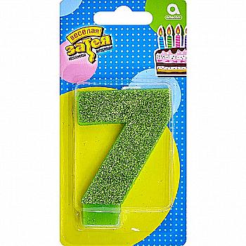 Свічка-цифра "7" Глітер, 8 см, 1502-4652