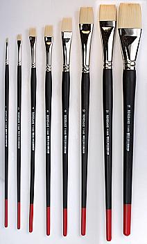 Кисть Синтетика плоская под щетину №1 длинная ручка, Renesans