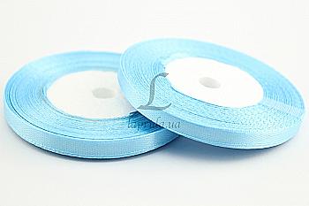 Лента атлас голубая 7 мм-23 м, голубая (187)